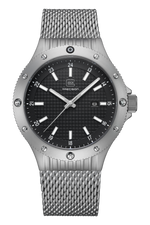 GLOCK Rotating-Bezel Watch in Stainless Steel, Black Dial, Silver-Tone Mesh Bracelet