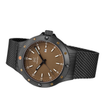 GLOCK Tritium Watch in Black Steel, Coyote Dial, Black Mesh Bracelet