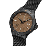 GLOCK Tritium Watch in Black Steel, Coyote Dial, Black Mesh Bracelet