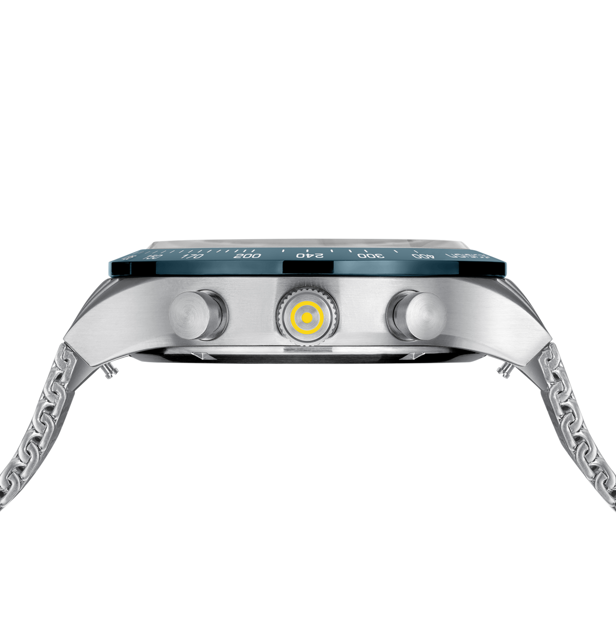 GLOCK Swiss Chronograph Watch in Dark Blue Steel, Blue Dial, Silver-Tone Bracelet