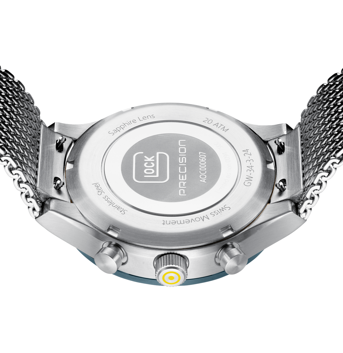 GLOCK Swiss Chronograph Watch in Dark Blue Steel, Blue Dial, Silver-Tone Bracelet