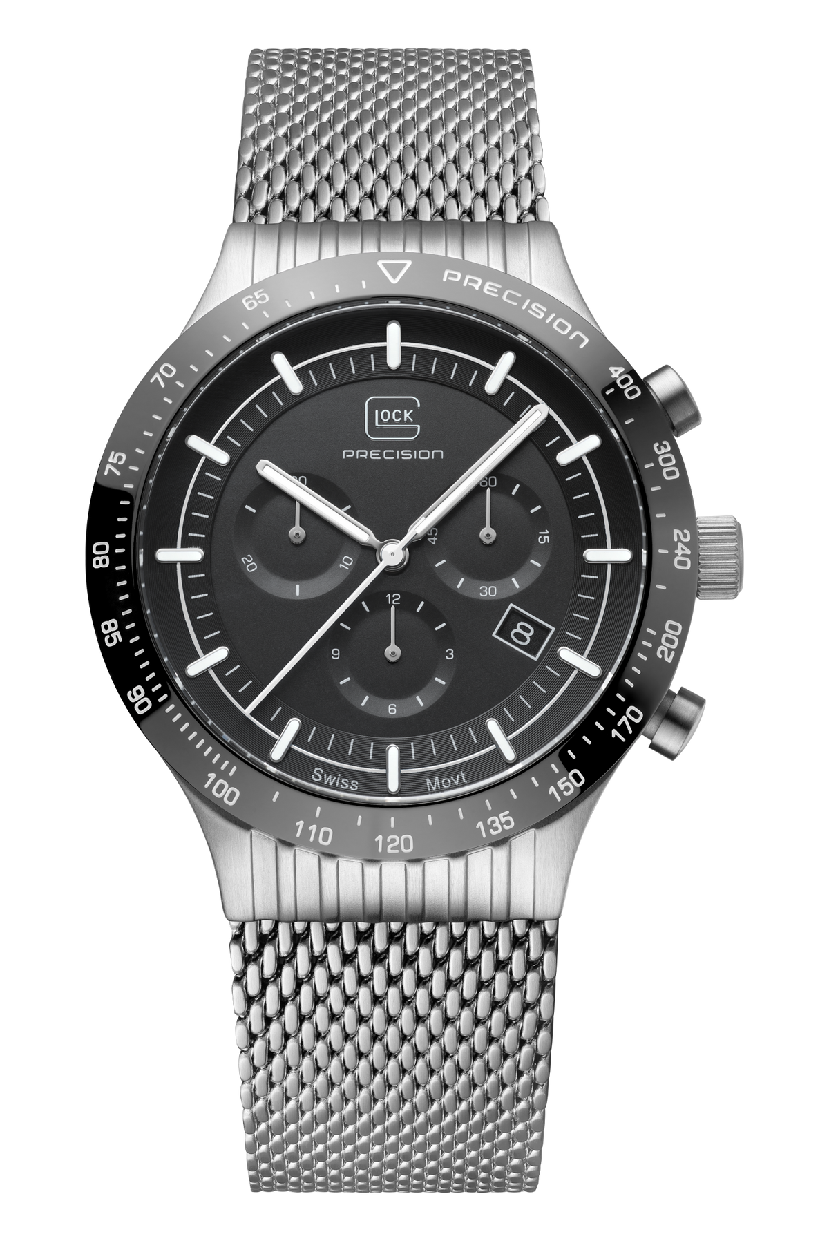 GLOCK Limited Edition Swiss Chronograph Watch in Stainless Steel, Black Dial, Black Strap