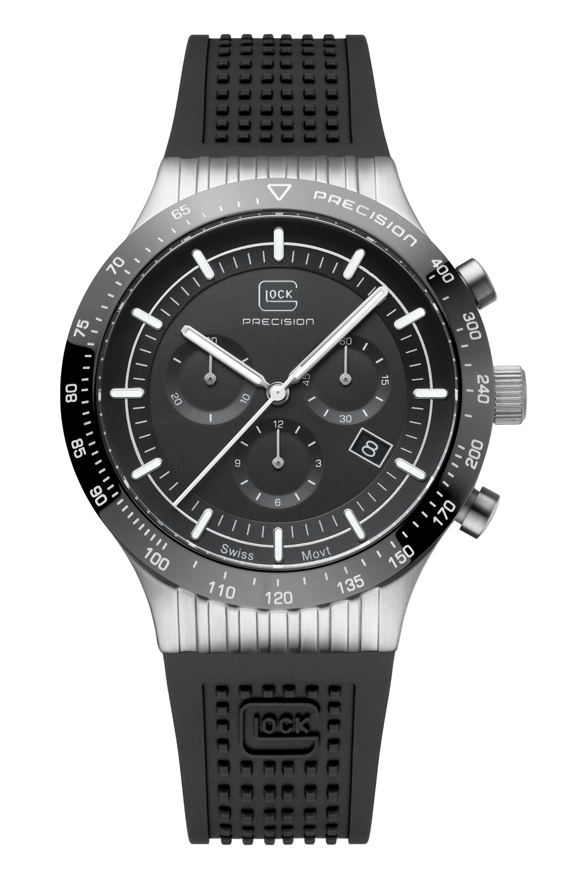 GLOCK Limited Edition Swiss Chronograph Watch in Stainless Steel, Black Dial, Black Strap