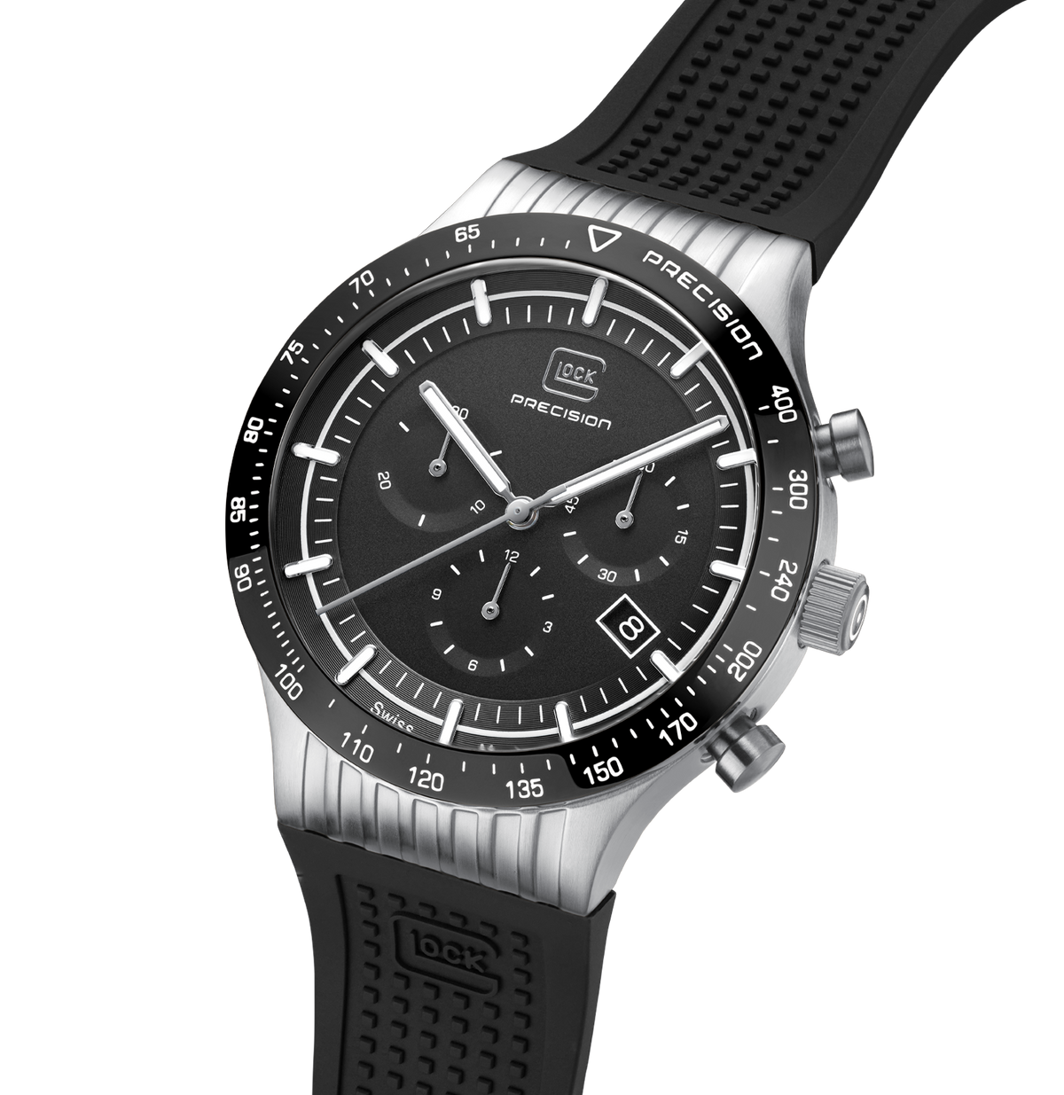 GLOCK Limited Edition Swiss Chronograph Watch in Stainless Steel, Black Dial, Black Strap