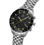 GLOCK Swiss Chronograph Watch in Stainless Steel, Black Dial, Silver-Tone Bracelet