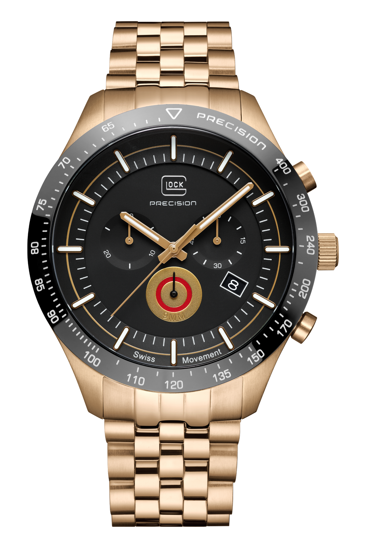 GLOCK Swiss Chronograph Watch in Coyote Steel, Black Dial, Coyote Bracelet (GW-35-2-22)
