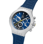 GLOCK Swiss Chronograph Watch in Stainless Steel, Blue Dial, Dark Blue Strap