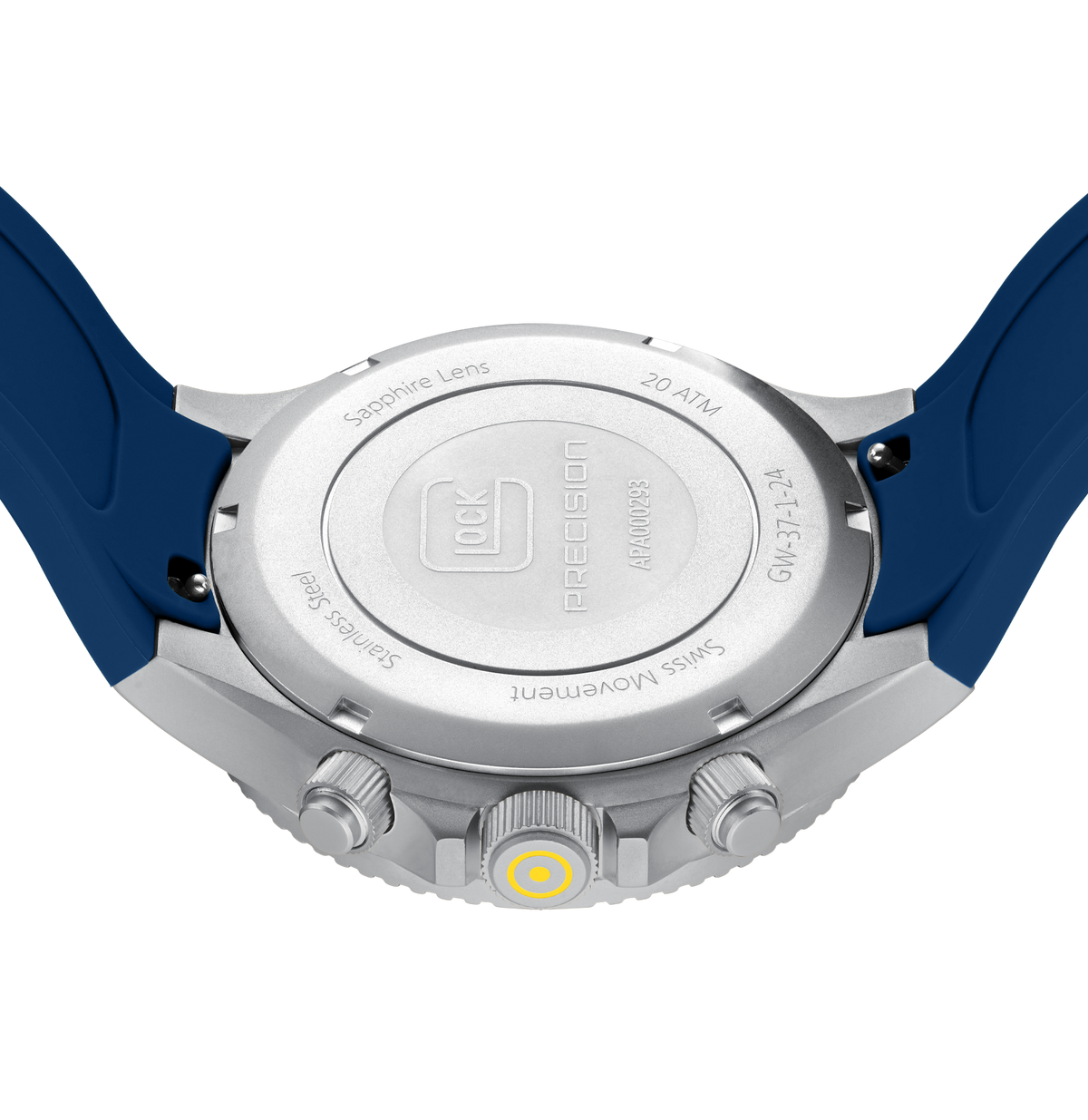 GLOCK Swiss Chronograph Watch in Stainless Steel, Blue Dial, Dark Blue Strap