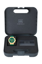 GLOCK Swiss Chronograph Watch in Gold-Tone Steel, Green Dial, Racing Green Strap