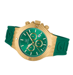 GLOCK Swiss Chronograph Watch in Gold-Tone Steel, Green Dial, Racing Green Strap