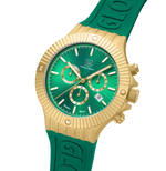 GLOCK Swiss Chronograph Watch in Gold-Tone Steel, Green Dial, Racing Green Strap
