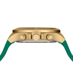 GLOCK Swiss Chronograph Watch in Gold-Tone Steel, Green Dial, Racing Green Strap