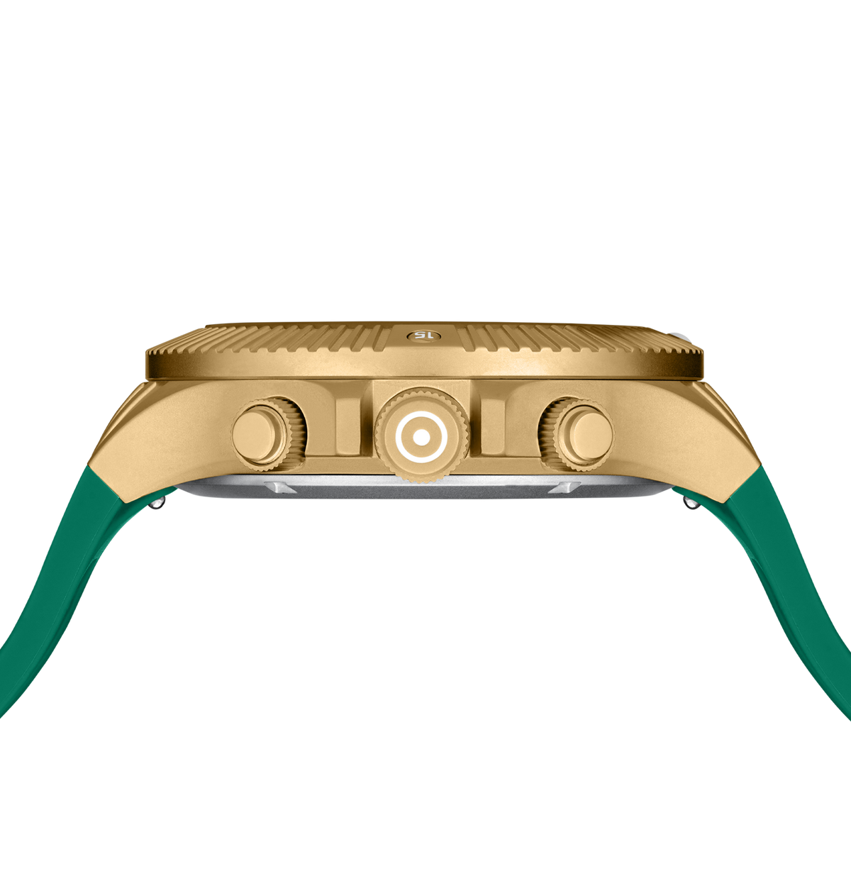 GLOCK Swiss Chronograph Watch in Gold-Tone Steel, Green Dial, Racing Green Strap