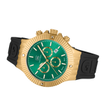 GLOCK Swiss Chronograph Watch in Gold-Tone Steel, Green Dial, Black Strap