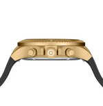 GLOCK Swiss Chronograph Watch in Gold-Tone Steel, Green Dial, Black Strap