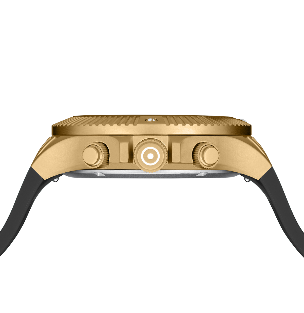 GLOCK Swiss Chronograph Watch in Gold-Tone Steel, Green Dial, Black Strap