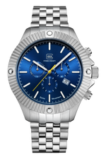 GLOCK Swiss Chronograph Watch in Stainless Steel, Blue Dial, Silver-Tone Bracelet