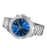 GLOCK Swiss Chronograph Watch in Stainless Steel, Blue Dial, Silver-Tone Bracelet