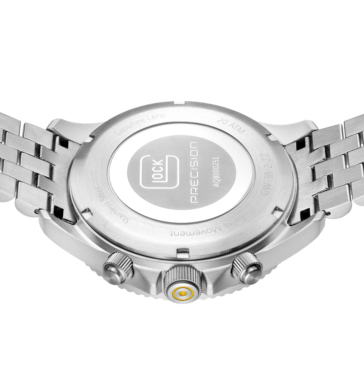 GLOCK Swiss Chronograph Watch in Stainless Steel, Blue Dial, Silver-Tone Bracelet