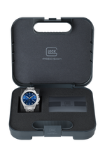 GLOCK Swiss Chronograph Watch in Stainless Steel, Blue Dial, Silver-Tone Bracelet