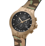 GLOCK Swiss Chronograph Watch in Coyote Steel, Black Dial, Camouflage Desert Strap
