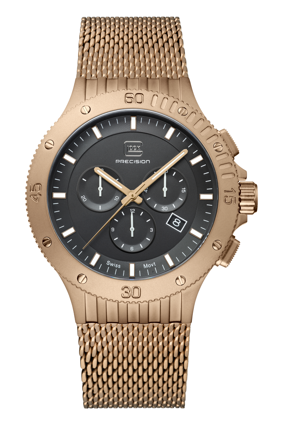 GLOCK Swiss Chronograph Watch in Coyote Steel, Black Dial, Coyote Bracelet (GW-42-1-24)