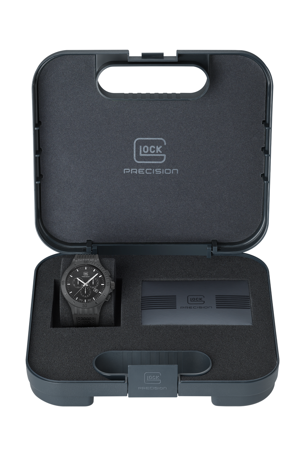 GLOCK Swiss Chronograph Watch in Black Steel, Black Dial, Black Strap