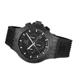 GLOCK Swiss Chronograph Watch in Black Steel, Black Dial, Black Strap
