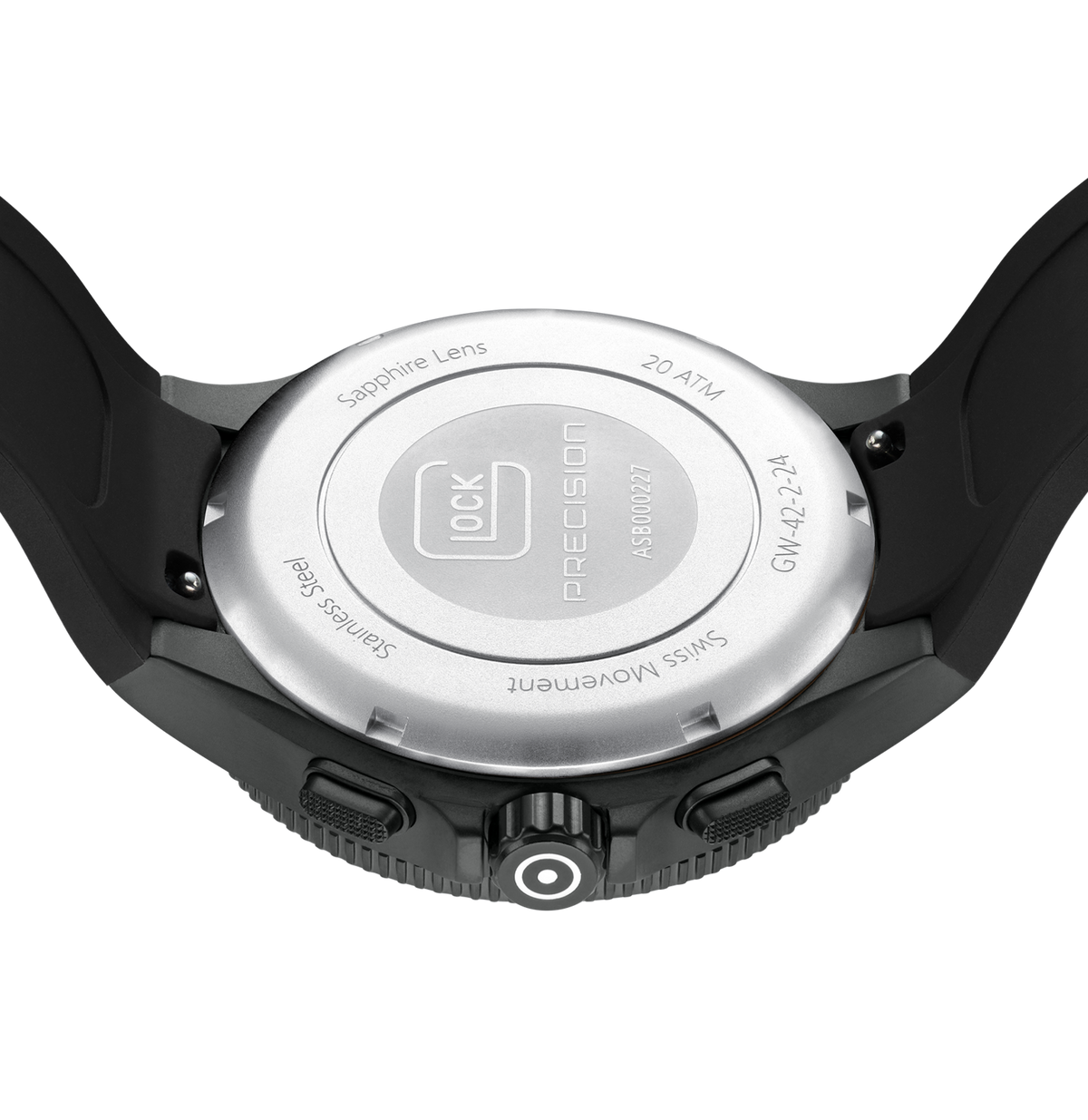 GLOCK Swiss Chronograph Watch in Black Steel, Black Dial, Black Strap