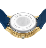 GLOCK Swiss Chronograph Watch in Gold-Tone Steel, Blue Dial, Dark Blue Strap