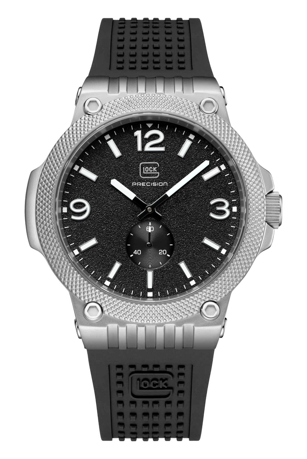 GLOCK Quartz Watch in Stainless Steel, Black Dial, Black Strap
