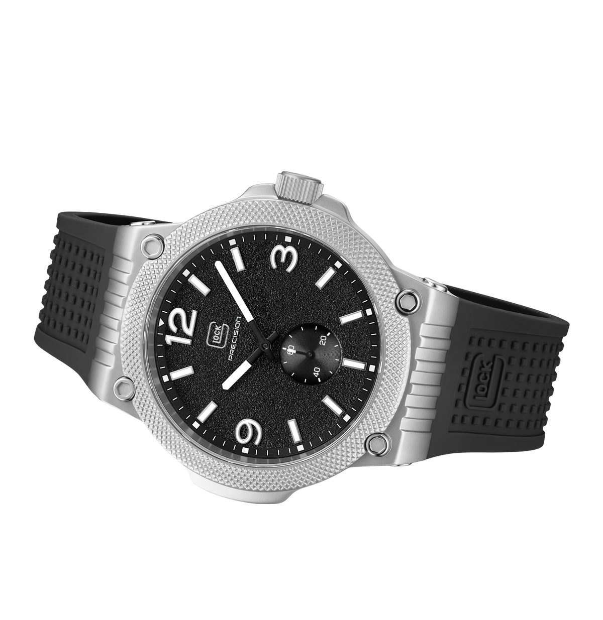 GLOCK Quartz Watch in Stainless Steel, Black Dial, Black Strap