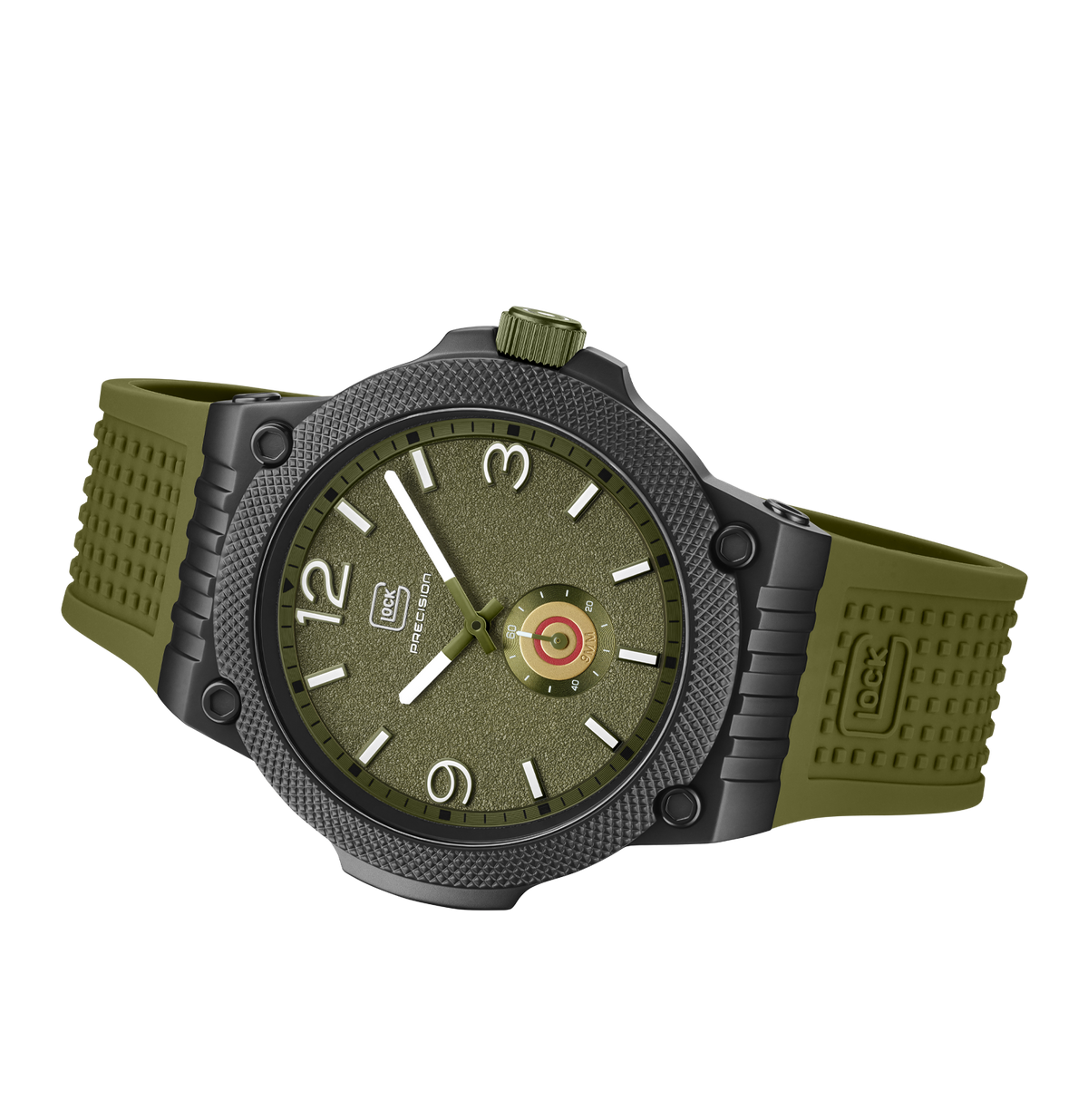 GLOCK Quartz Watch in Black Steel, Army Green Dial, Army Green Strap