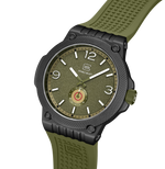 GLOCK Quartz Watch in Black Steel, Army Green Dial, Army Green Strap