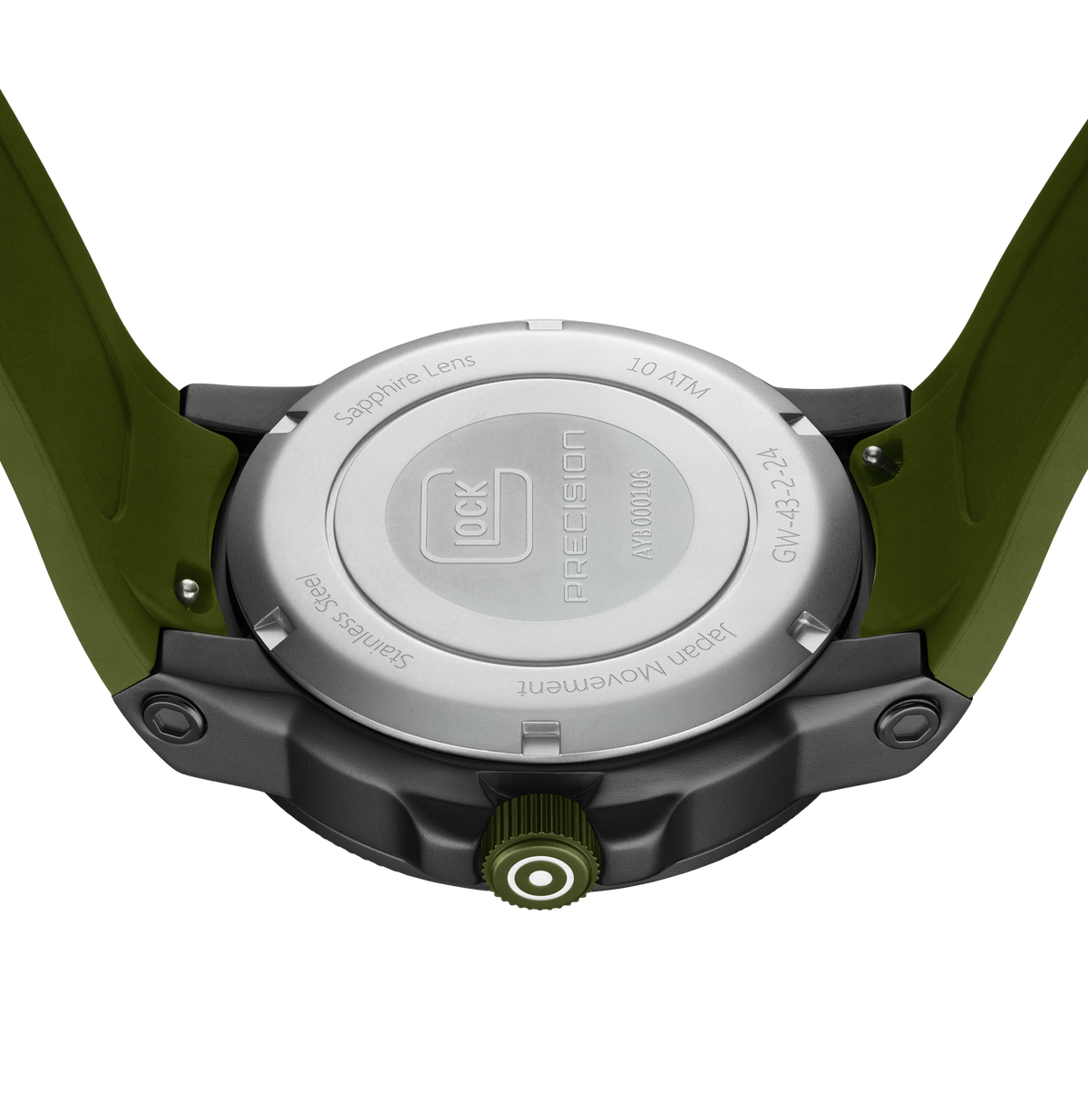 GLOCK Quartz Watch in Black Steel, Army Green Dial, Army Green Strap