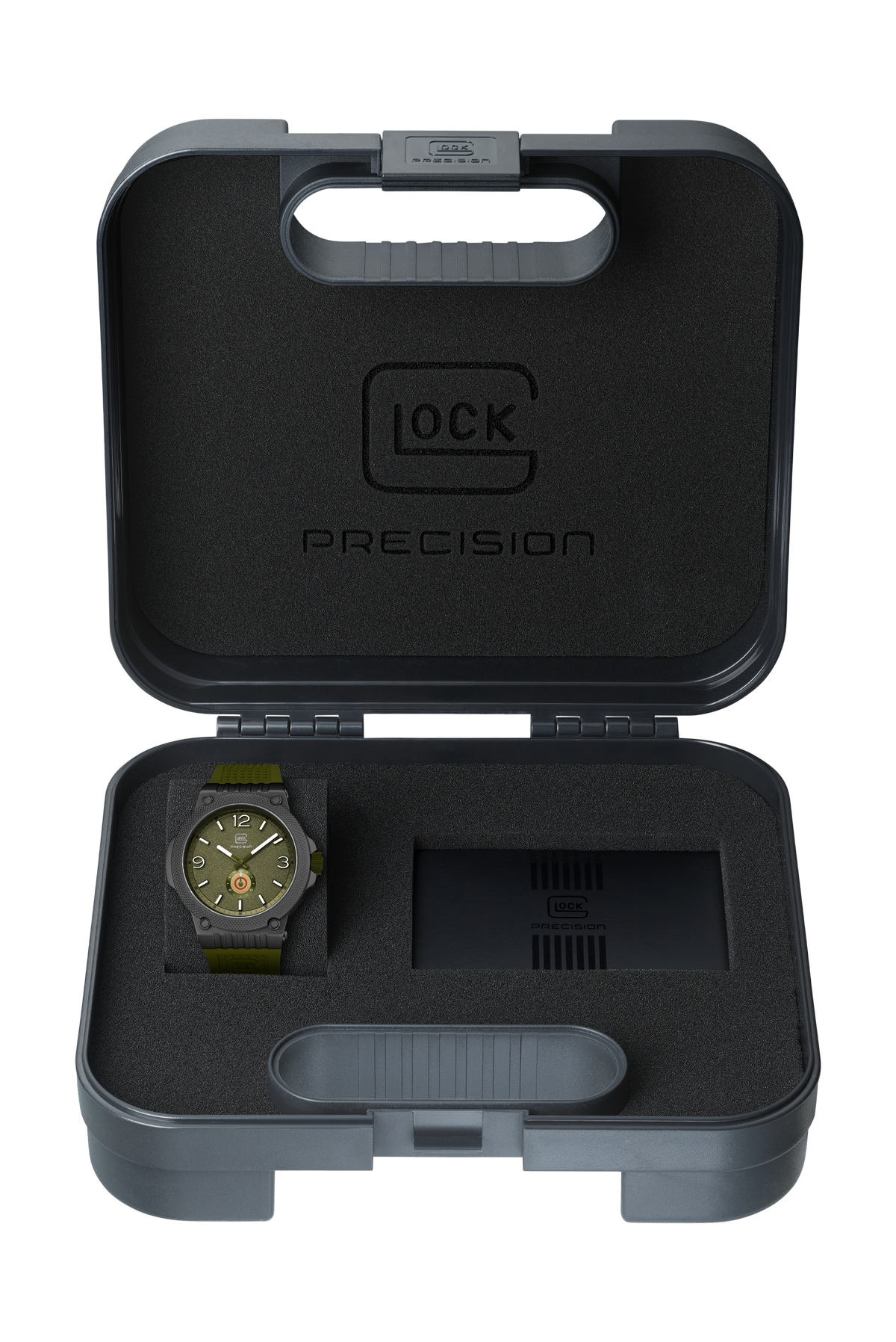 GLOCK Quartz Watch in Black Steel, Army Green Dial, Army Green Strap