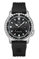 GLOCK Rotating-Bezel Watch in Stainless Steel, Black Dial, Black Strap (GW-44-2-22)
