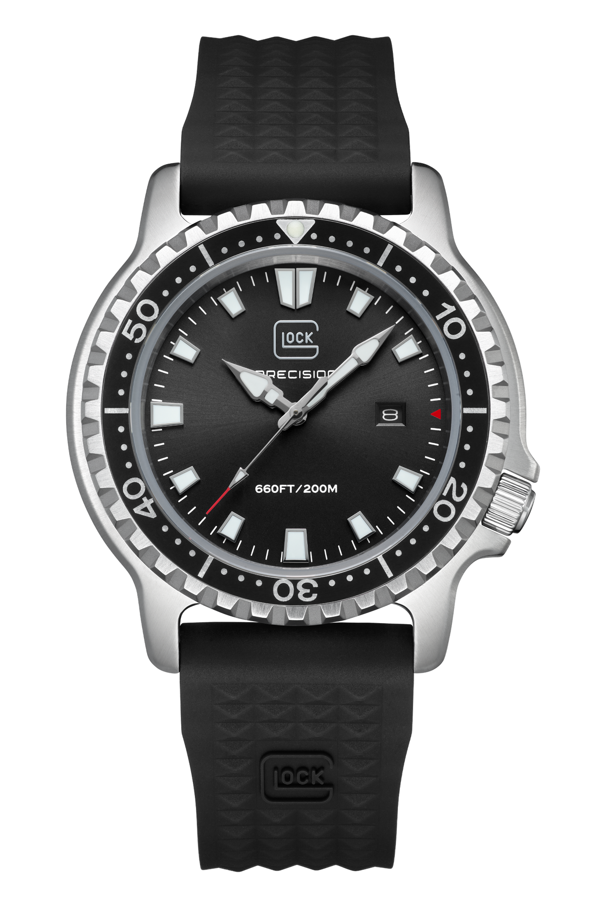 GLOCK Rotating-Bezel Watch in Stainless Steel, Black Dial, Black Strap (GW-44-2-22)