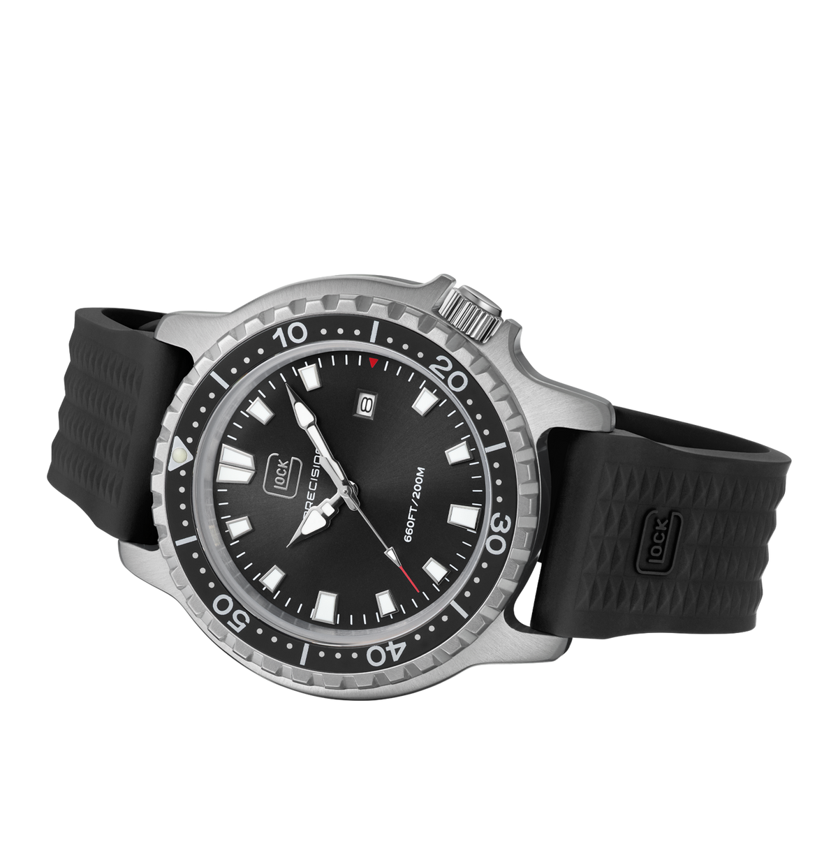 GLOCK Rotating-Bezel Watch in Stainless Steel, Black Dial, Black Strap (GW-44-2-22)