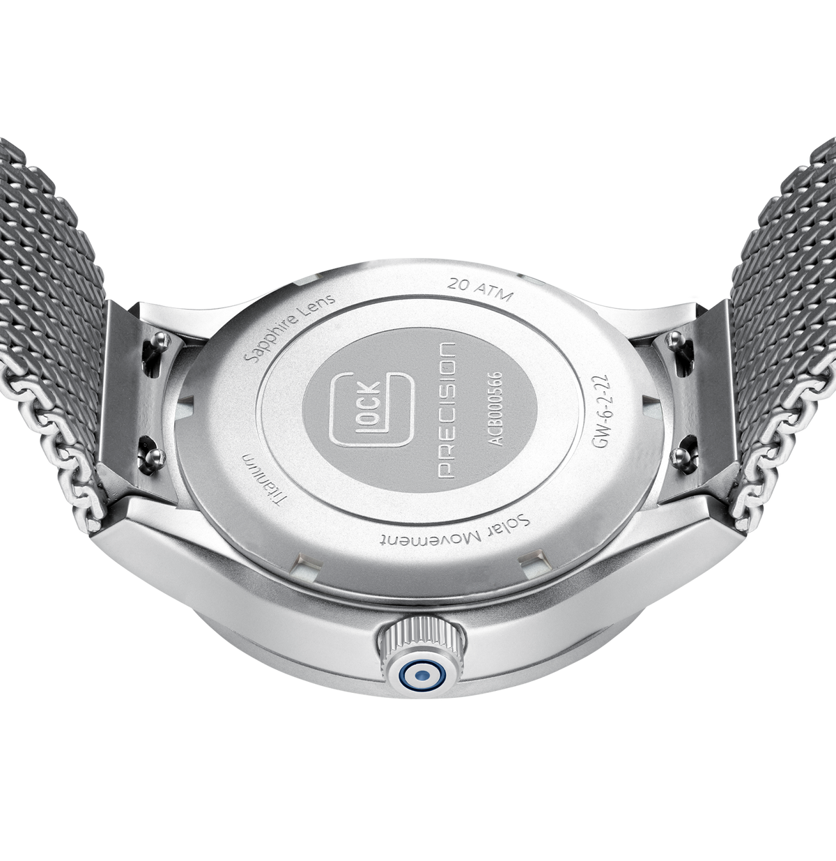 GLOCK Titanium Solar Watch in Titanium, Blue Dial, Silver-Tone Bracelet