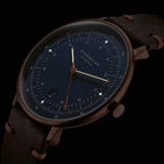 Sternglas "Hamburg" Quartz Watch in Bronze-Tone Steel, Dark Blue Dial