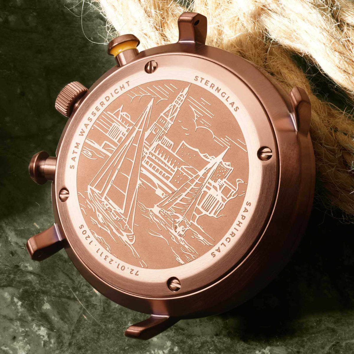 Sternglas "Hamburg Chrono" Quartz Chronograph in Bronze-Tone, Dark Green Dial