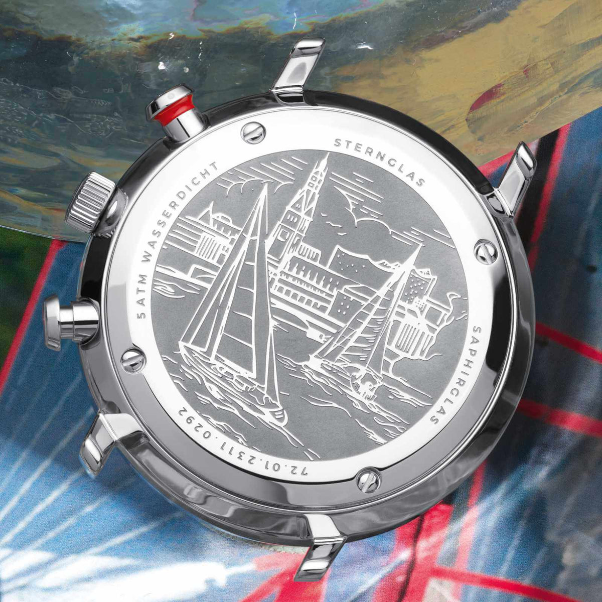 Sternglas "Hamburg Chrono" Quartz Chronograph in Stainless Steel, Silver Dial