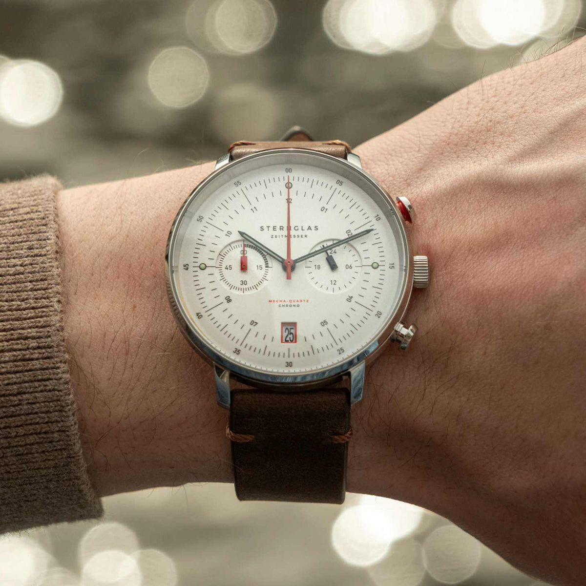 Sternglas "Hamburg Chrono" Quartz Chronograph in Stainless Steel, Silver Dial