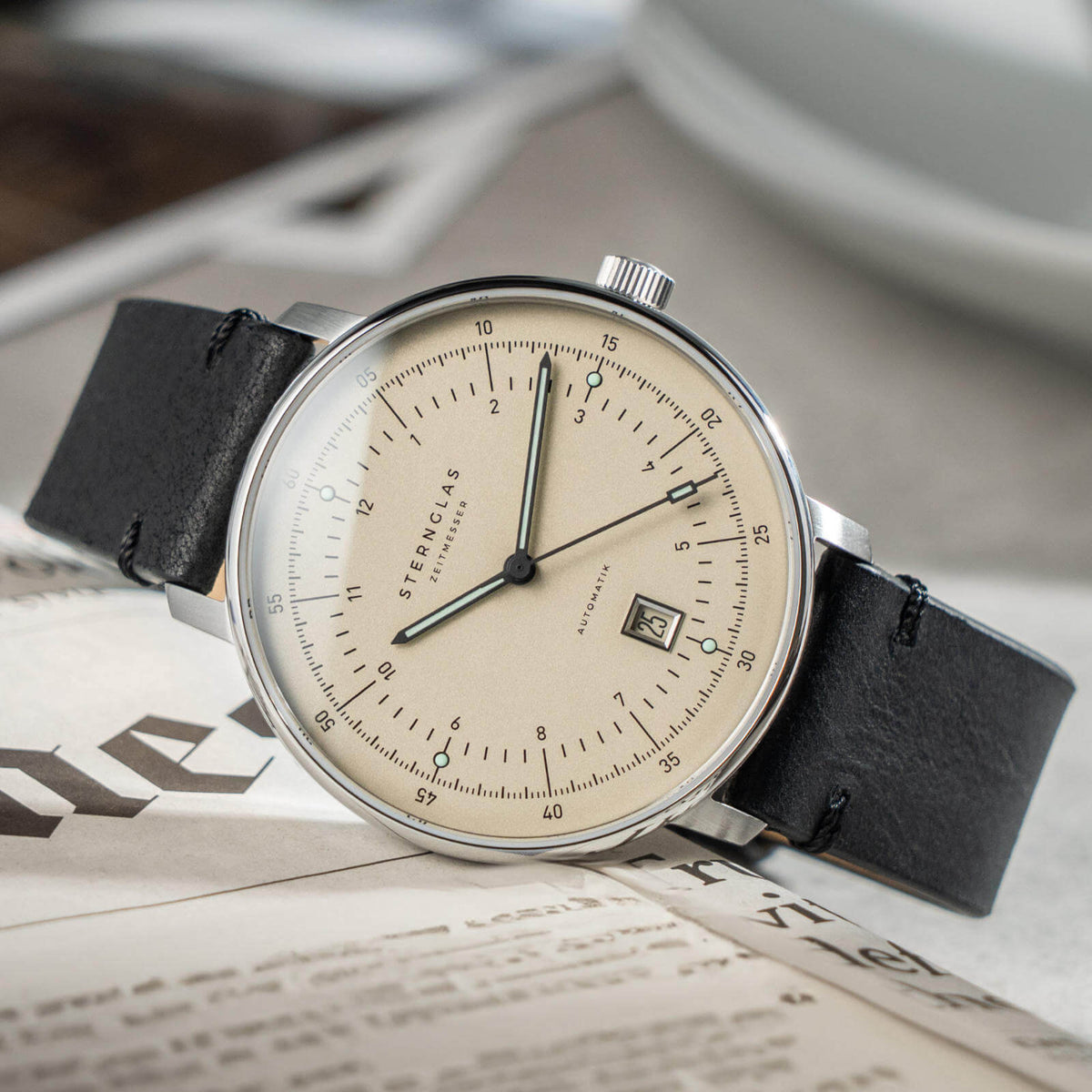 Sternglas "Hamburg Pro Automatic" Watch in Stainless Steel, Alabaster Dial