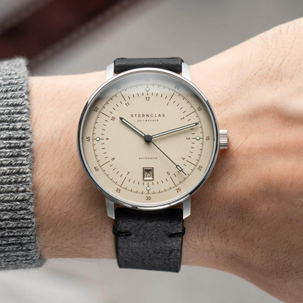 Sternglas "Hamburg Pro Automatic" Watch in Stainless Steel, Alabaster Dial