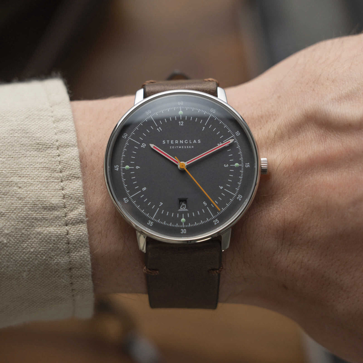 Sternglas "Hamburg Neugraphit" Quartz Watch in Stainless Steel, Graphite Dial