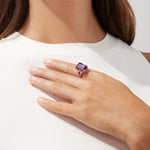 Amethyst, Tanzanite and Diamond Cocktail Ring in 14K Rose Gold, 7.60 ctw view 2