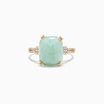 Jade and Diamond Ring in 14K Yellow Gold, 6.81 ctw