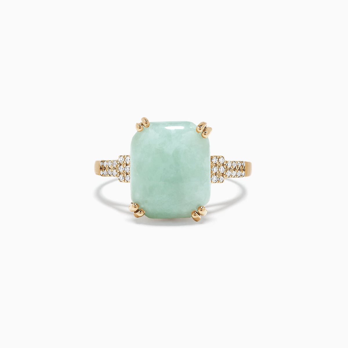 Jade and Diamond Ring in 14K Yellow Gold, 6.81 ctw